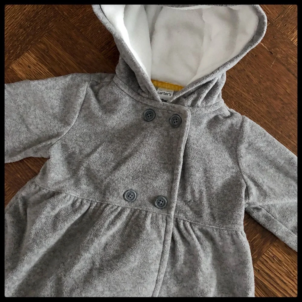 {Carter’s} Fleece Peplum Hoodie Elephant Pants Set - Picture 4 of 8